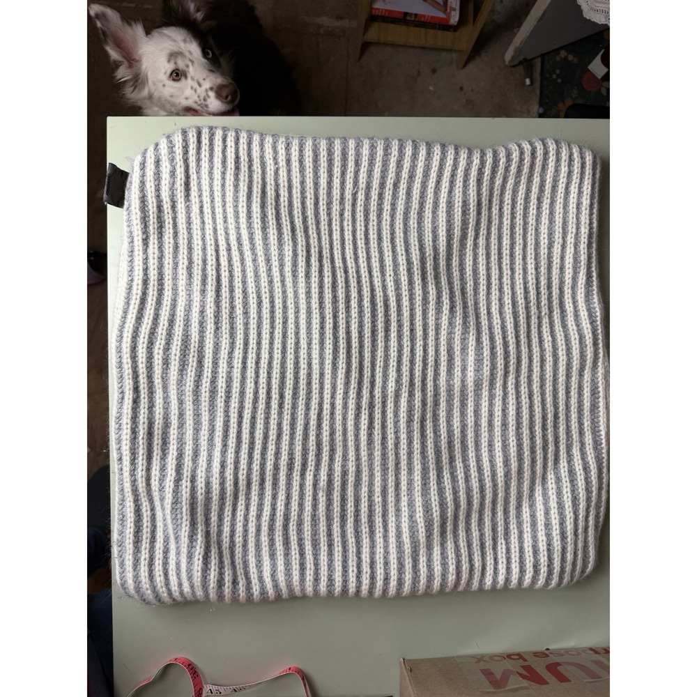 UGG Home Ribbed Knit‎ Pillow Cover Neutral Gray Wool Blend Decorative